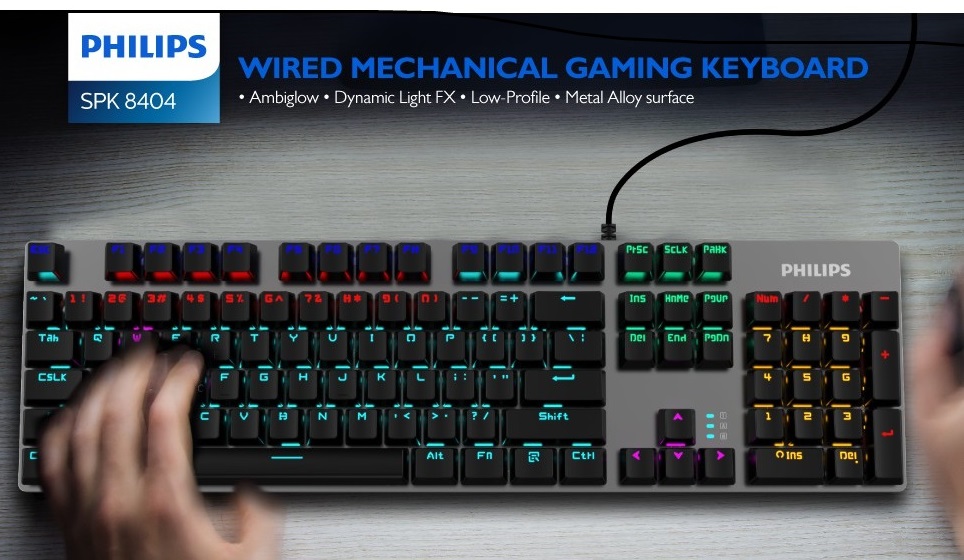 BÀN PHÍM CƠ PHILIPS SPK 8404 cổng USB ,switch blue, chuyên chơi game chuyên nghiệp