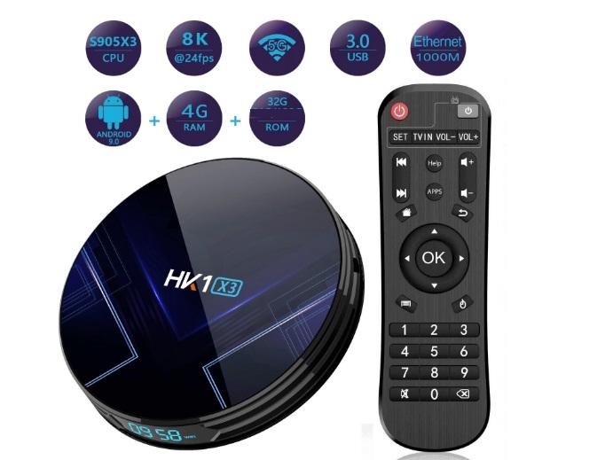 TV BOX HK1 X3 (Amlogic S905X3/ 4G/ 32G/ Android 9.0/8K 24fps/5G/USB 3.0)
