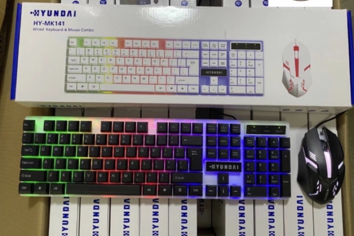 Bàn Phím Chuột Giả Cơ  HYUN DAI HY MK141 - Chuyên game - Có đèn LED 7 màu