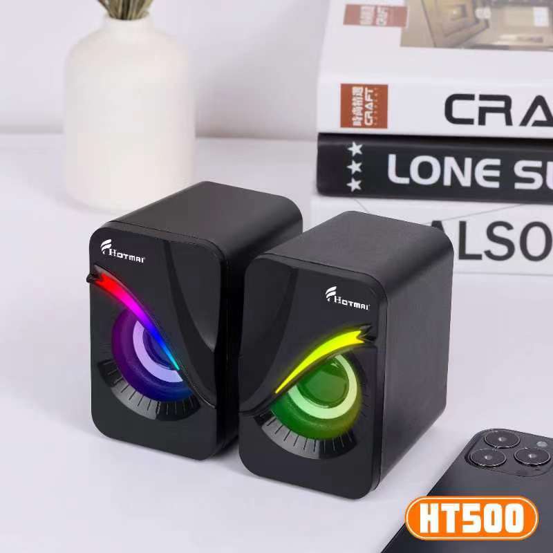 Loa vi tính 2.0 HOTMAI HT500 LED siêu đẹp âm thanh kết nối đa phương tiện