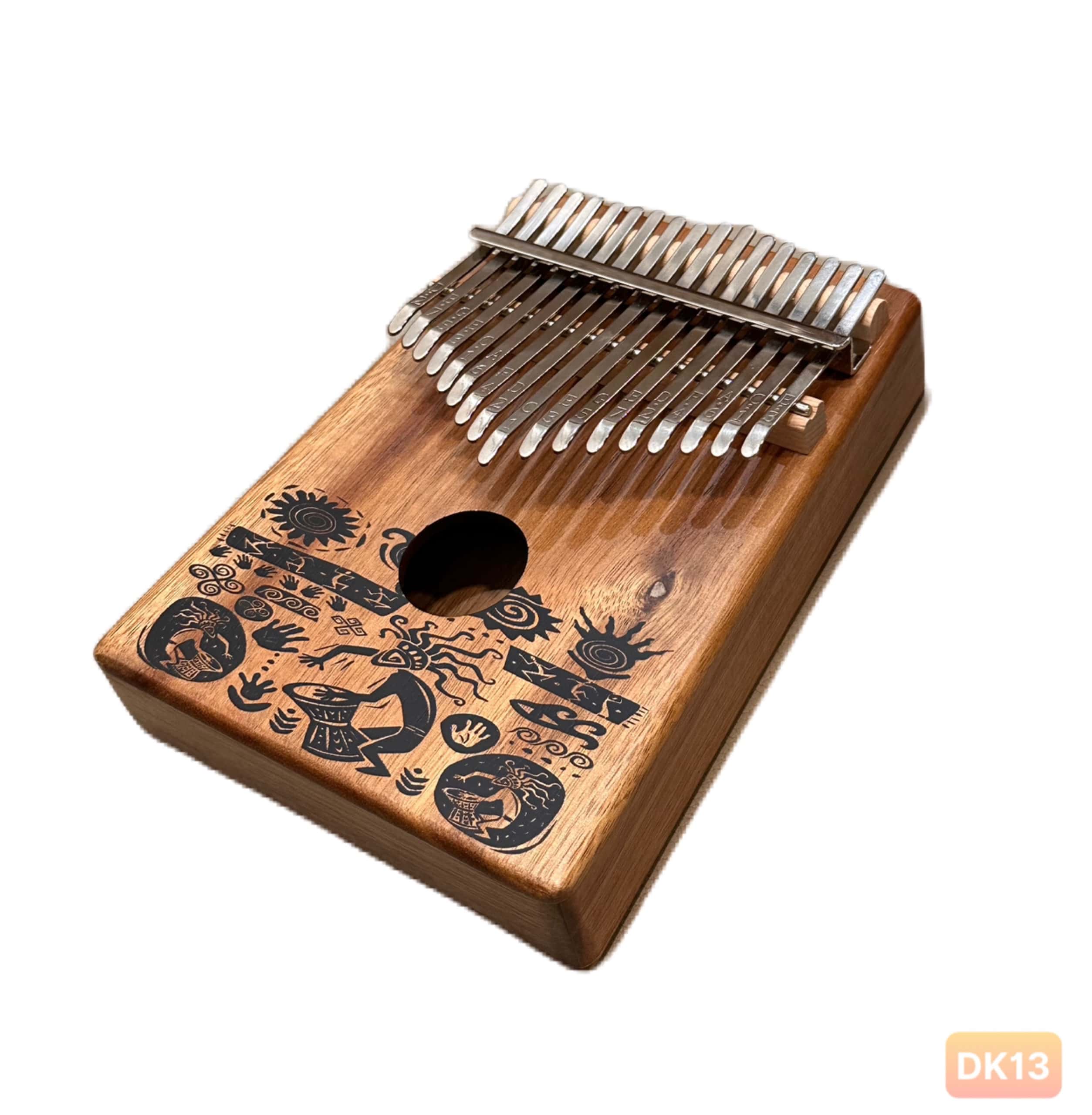 Đàn Kalimba 17 Phím Gỗ Nguyên Khối Chất Lượng âm trong, vang tặng kèm phụ kiện-DK13