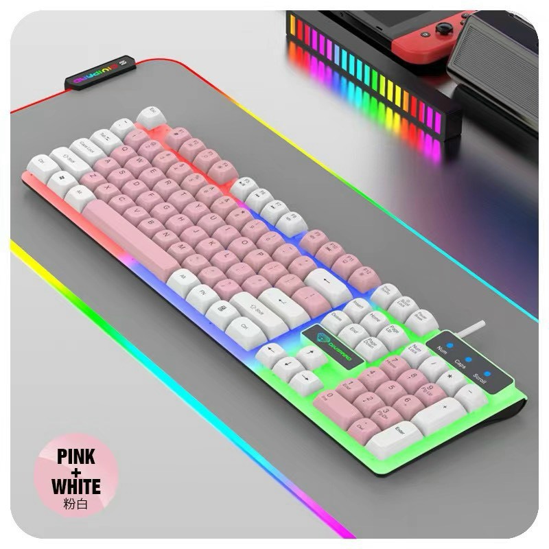 Bàn phím giả cơ K730 có led 7 màu cực đẹp (màu trắng/xanh)