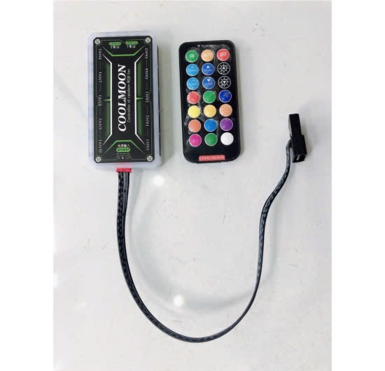 BỘ HUB LED KÈM REMOTE cắm FAN RGB COOLMOON-PHIÊN BẢN MỚI NHẤT, DÂY CHUYỂN ĐỔI HUB để đồng bộ LED